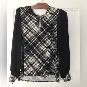 Black and White Plaid Women's Top